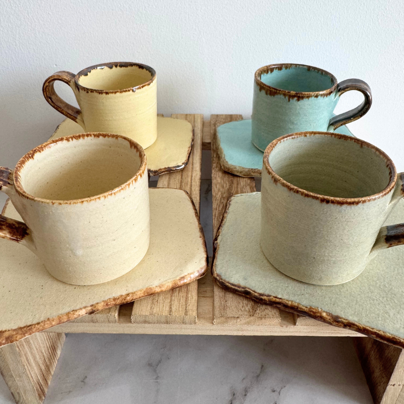 Handmade Japanese Cup & Plate Set | Authentic Mashiko Ware