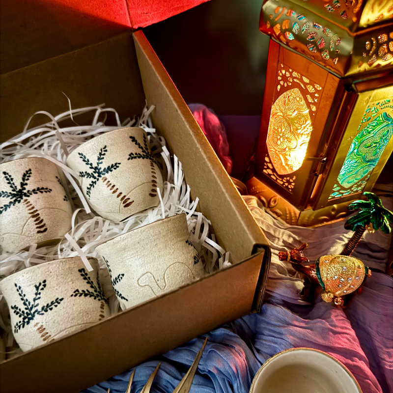Fenjan (Arabic Coffee Cup) - Palm & Camel (Set of 4 / 6)