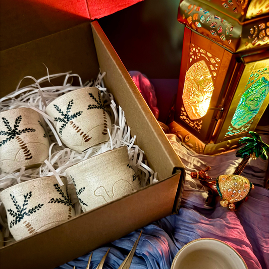 Fenjan (Arabic Coffee Cup) - Palm & Camel (Set of 4 / 6)