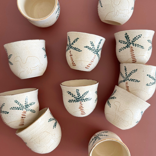 Fenjan (Arabic Coffee Cup) - Palm & Camel (Set of 4 / 6)