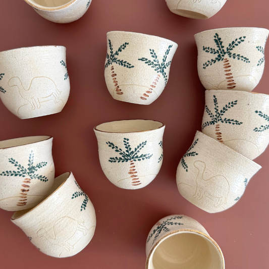 Fenjan (Arabic Coffee Cup) - Palm & Camel (Set of 4 / 6)